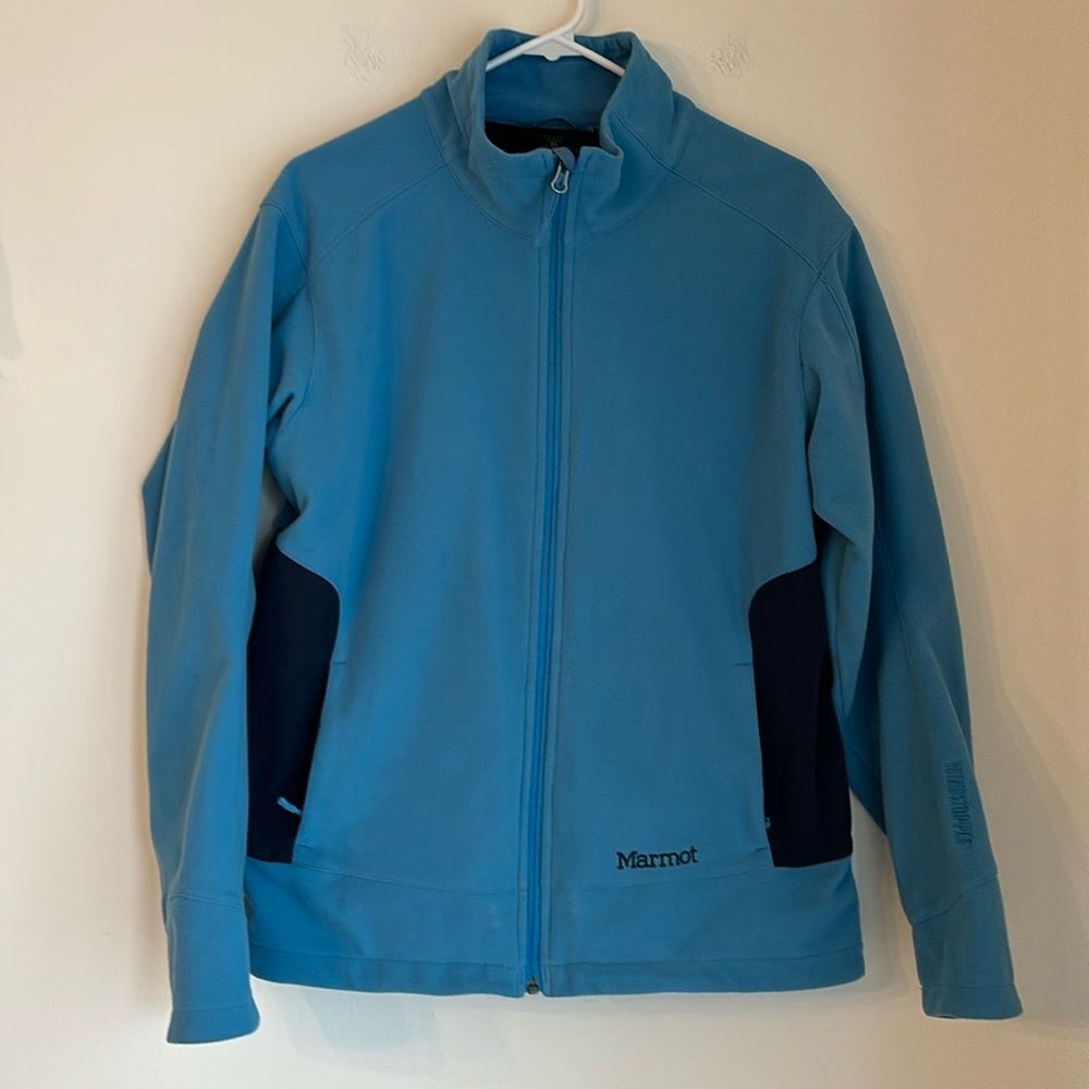 Marmot Women’s Fleece Full Zip Windstopper wind breaker jacket coat blue warm XL